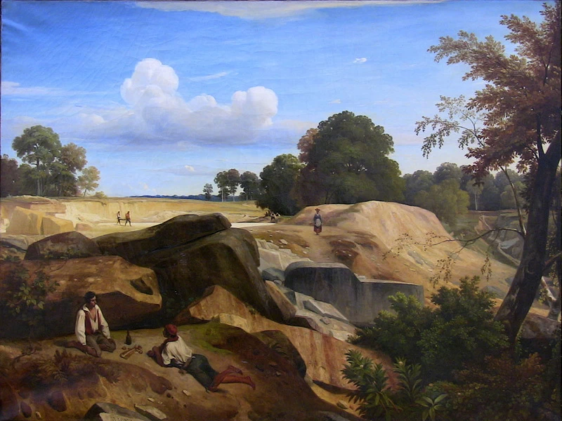 1798-Claude Félix Théodore Caruelle d'Aligny - Cave nella foresta di Fontainebleau